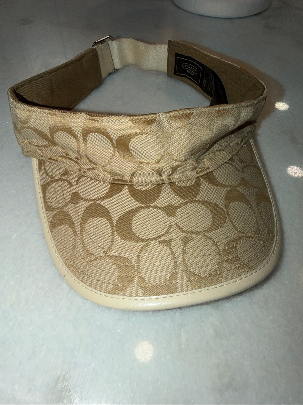 Coach Signature Canvas Visor in Tan and Cream